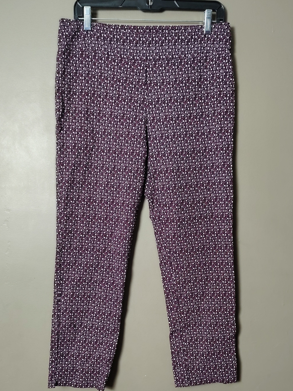 Erica Taylor Burgundy/White Patterned Cropped Pants Size L